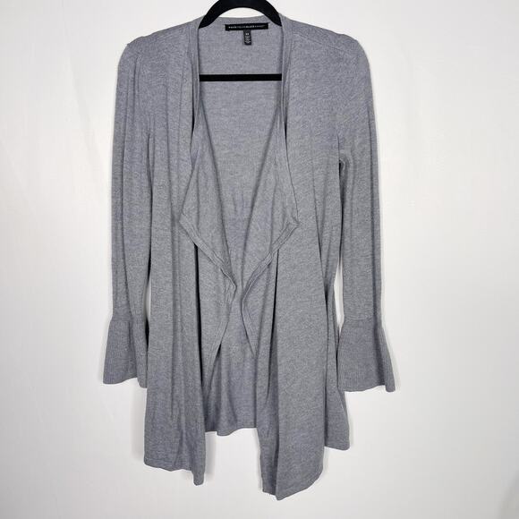 White House Black Market XS Gray Cashmere Blend Bell Sleeve Open Front Cardigan - Picture 1 of 8